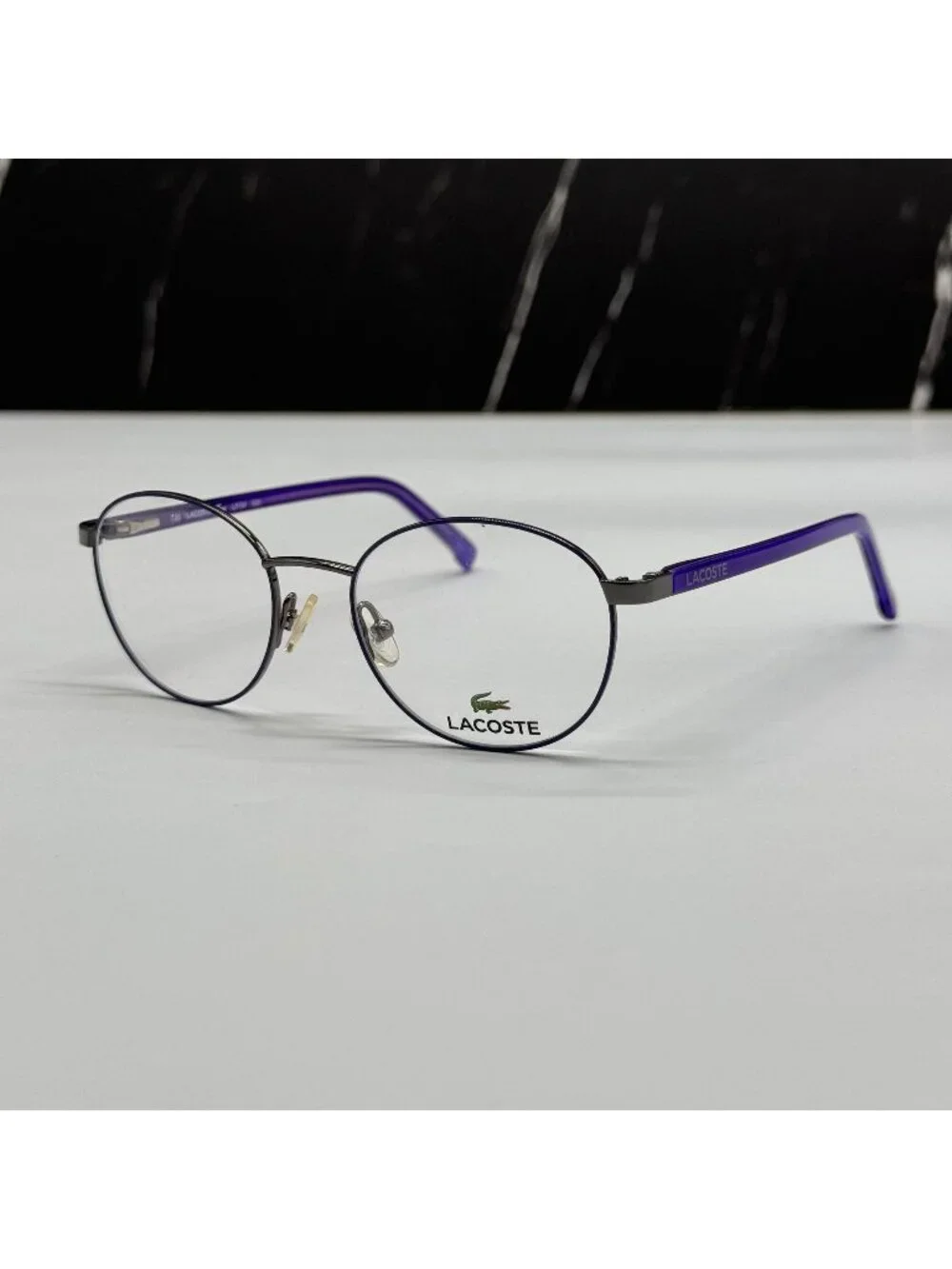 Lacoste Kid Eyeglasses L3104 035 Round Purple Gray Metal NEW
